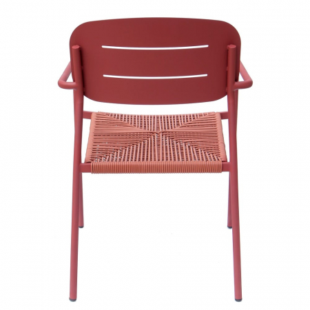 Set de 2 scaune Moshi paprika otel vopsit rosu sezut impletit sintetic exterior stivuibil [3]