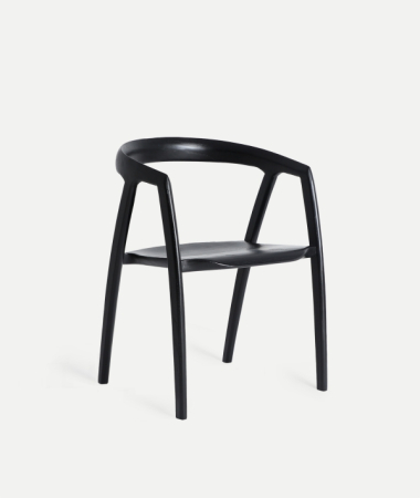 Scaune - Set de 2 scaune din lemn de ulm negru cu design scandinav Hasloch