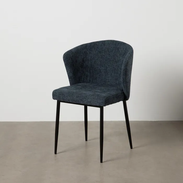 Scaune - Scaune bleumarin tapițate cu brațe și design curbat – set 2 bucăți