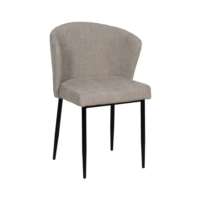 Scaune gri deschis tapițate cu design curbat – set 2 bucăți, moderne [1]