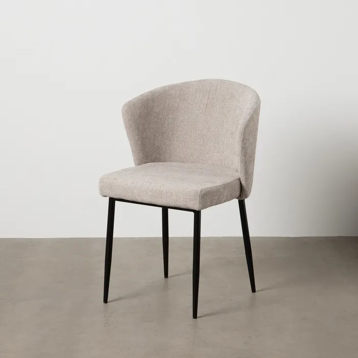 Scaune - Scaune gri deschis tapițate cu design curbat – set 2 bucăți, moderne