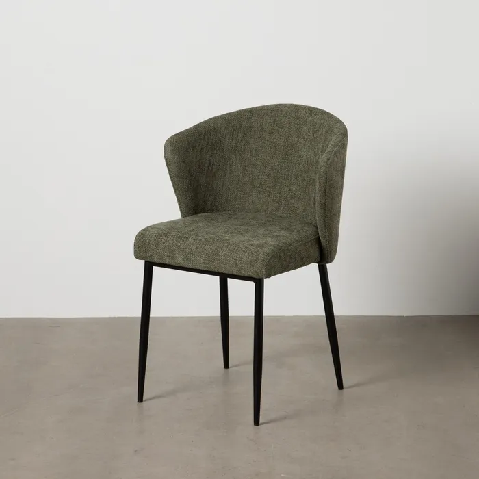 Scaune HORECA - Scaune verzi tapițate cu design curbat și picioare negre – set 2 bucăți