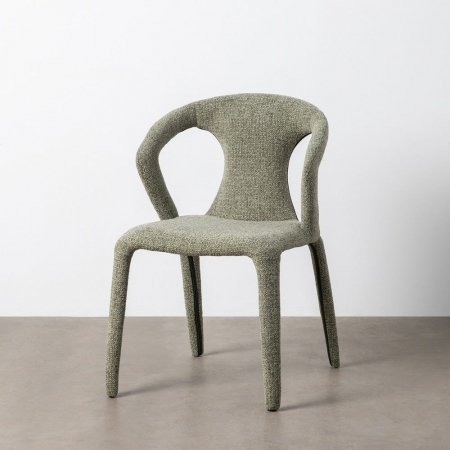 Set de 2 scaune din stofă verde marmorat cu cadru metalic [10]
