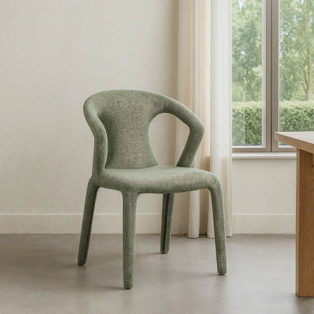Colectia noua - Set de 2 scaune din stofă verde marmorat cu cadru metalic