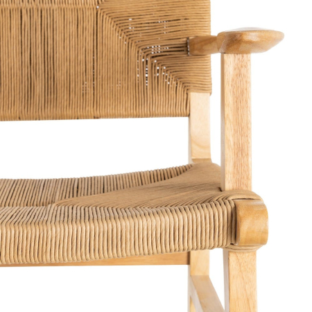 Scaune dining lemn natural cu brațe și șezut împletit – set 2 [8]