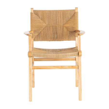 Scaune dining lemn natural cu brațe și șezut împletit – set 2 [2]