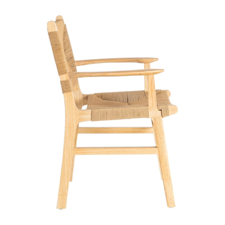 Scaune dining lemn natural cu brațe și șezut împletit – set 2 [3]