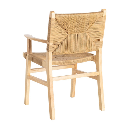 Scaune dining lemn natural cu brațe și șezut împletit – set 2 [4]