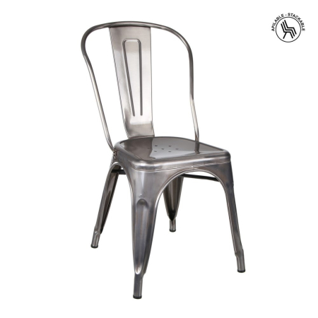 Scaune Dining - Set de 2 scaune dining din metal argintiu în stil industrial