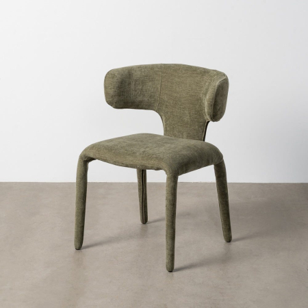Colectia noua - Scaune dining stofă verde cu spătar curbat – set 2