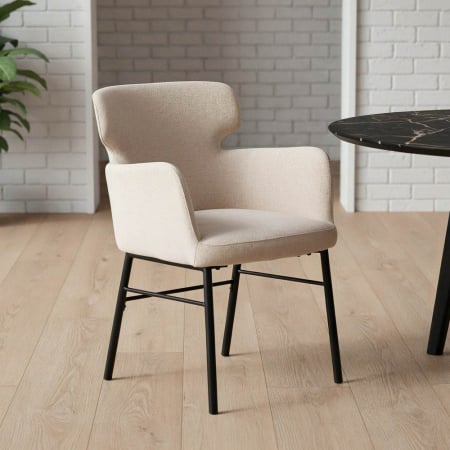 Scaune - Set de 2 scaune dining și HORECA bej din stofă cu design elegant