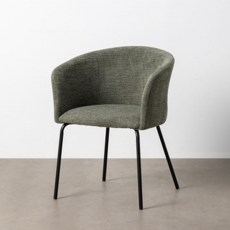 Set de 2 scaune dining HORECA crem din stofă cu brațe confortabile stil modern contemporan [10]