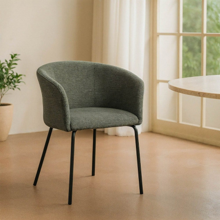 Scaune - Set de 2 scaune dining HORECA crem din stofă cu brațe confortabile stil modern contemporan