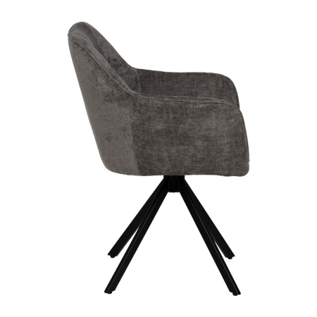 Set 2 scaune dining gri închis catifea cu brațe picioare metalice negre Ixia [2]