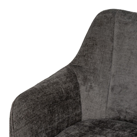 Set 2 scaune dining gri închis catifea cu brațe picioare metalice negre Ixia [4]