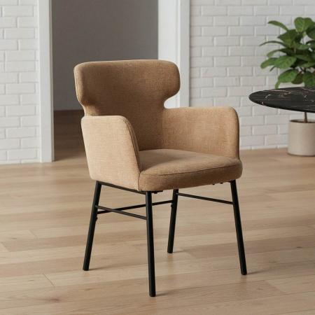 Scaune - Set de 2 scaune dining si HORECA portocalii din stofă stil modern