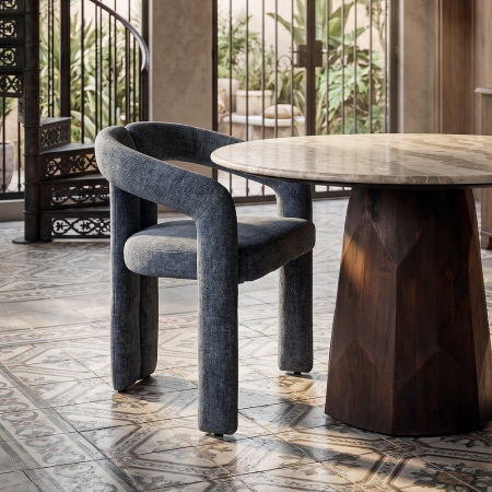 Scaune Dining - Set de 2 scaune dining și HORECA cu brațe și tapițerie albastră