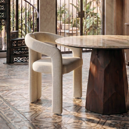 Scaune Dining - Set de 2 scaune dining și HORECA cu brațe și tapițerie crem