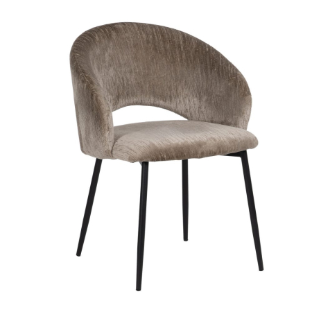 Set de 2 scaune din catifea taupe cu picioare metalice negre [1]