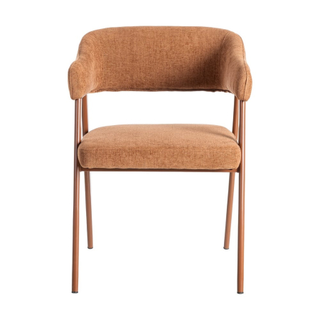 Set de 2 scaune dining și horeca din stofă cărămizie cu brațe pe structură metalică [2]