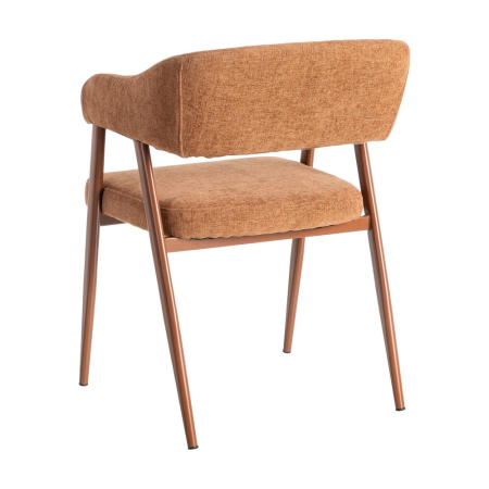 Set de 2 scaune dining și horeca din stofă cărămizie cu brațe pe structură metalică [4]