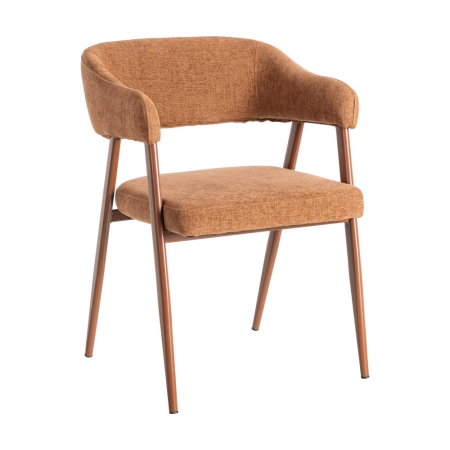 Set de 2 scaune dining și horeca din stofă cărămizie cu brațe pe structură metalică [1]