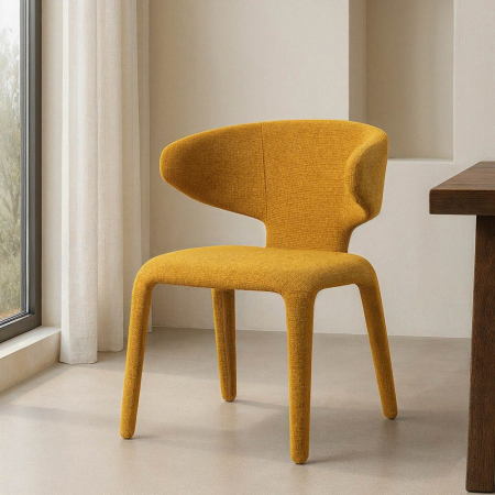 Colectia noua - Set de 2 scaune dining HORECA din stofă galben muștar cu stil contemporan