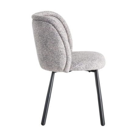 Set de 2 scaune dining și HoReCa din stofă gri-alb melanj cu spătar rotunjit și picioare metalice negre – imagine principală [3]