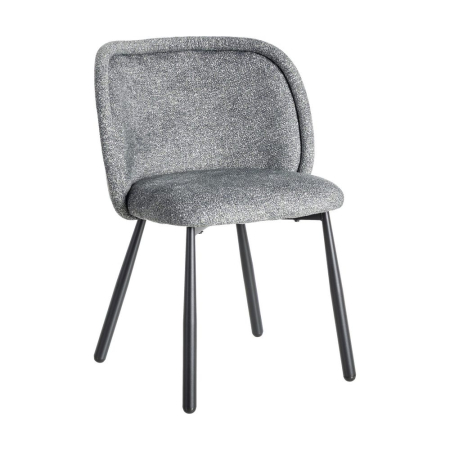 Set de 2 scaune dining și HoReCa din stofă gri antracit cu decupaj lombar și picioare metalice negre – imagine principală [1]