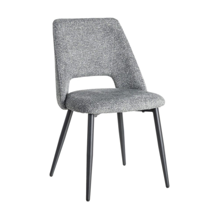 Set de 2 scaune dining și horeca din stofă gri antracit cu spătar decupat – imagine principală [1]