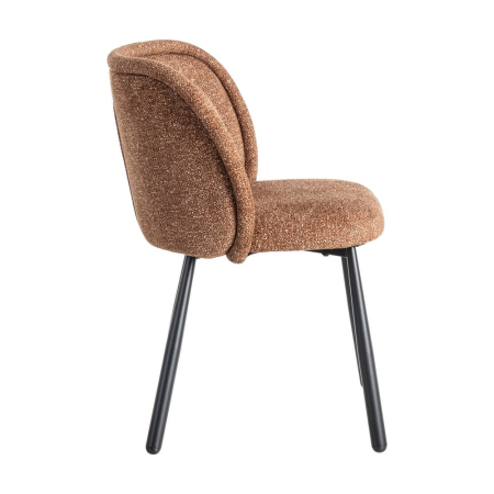 Set de 2 scaune dining și HoReCa din stofă maro cognac cu spătar curbat și picioare metalice negre – imagine principală [3]