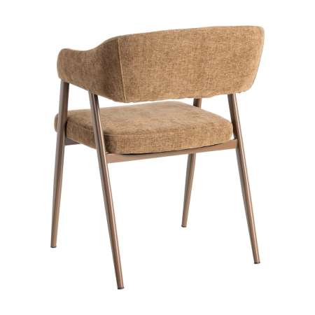 Set de 2 scaune dining și horeca din stofă maro cu brațe pe structură metalică [4]