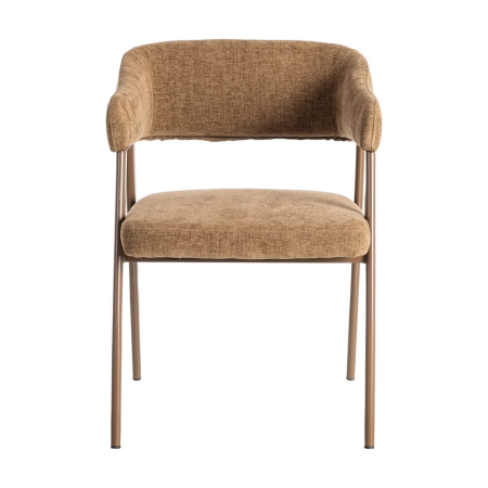 Set de 2 scaune dining și horeca din stofă maro cu brațe pe structură metalică [2]