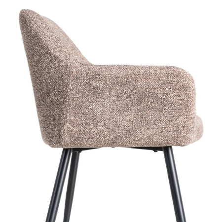 Set de 2 scaune dining si horeca din stofa taupe cu brate structura metalica – imagine principală [6]