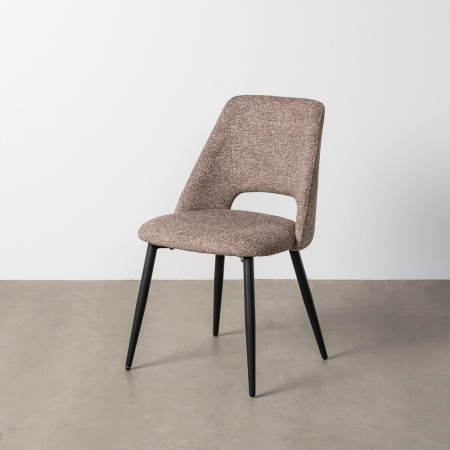 Colectia noua - Set de 2 scaune dining și horeca din stofă taupe cu spătar decupat – imagine principală