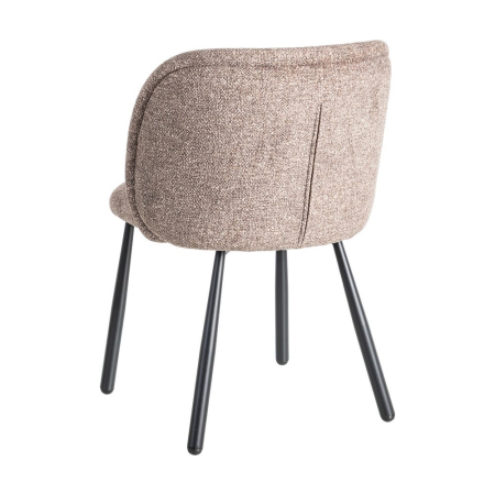 Set de 2 scaune dining și HoReCa din stofă taupe cu spătar rotunjit și picioare metalice negre – imagine principală [4]