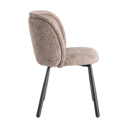 Set de 2 scaune dining și HoReCa din stofă taupe cu spătar rotunjit și picioare metalice negre – imagine principală [3]