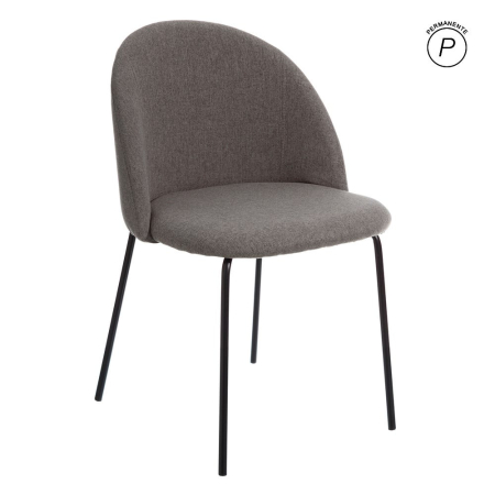Scaune in Stil Modern - Set 2 scaune dining tapitate gri cu design compact și picioare metalice negre