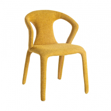 Set de 2 scaune galbene din stofă cu cadru metalic pentru dining și HORECA [1]