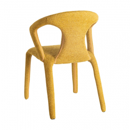Set de 2 scaune galbene din stofă cu cadru metalic pentru dining și HORECA [4]