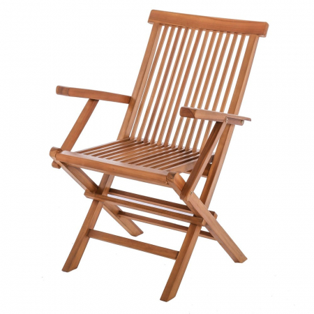 Scaune Pliabile - Scaune pliabile din lemn de tec – cu brațe, alamă și design rustic