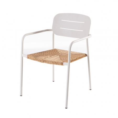 Scaune Stivuibile - Set de 2 scaune Moshi White – oțel alb și fibră sintetică decorativă