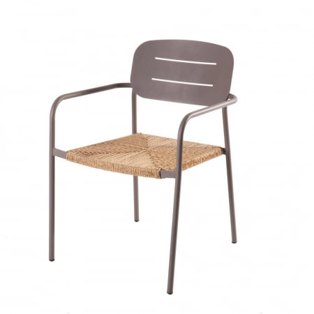 Scaune Stivuibile - Set de 2 scaune Moshi Silt otel sfoara sintetica pentru terasa 63x56 5x81cm