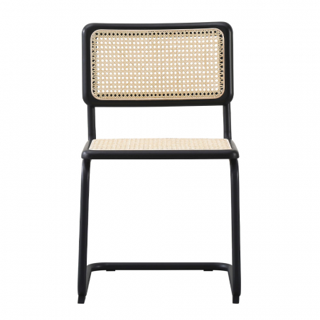 Scaune Broyer negre lemn rattan picioare metal [4]