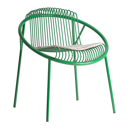 Scaune - Set de 2 scaune outdoor din metal verde cu pernă bej pentru HoReCa