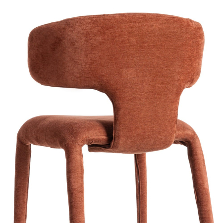 Scaune dining stofă teracotă cu spătar lateral modelat – set 2 [5]