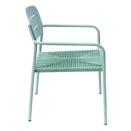 Set de 2 scaune Moshi mint cu oțel vopsit și împletitură din sfoară sintetică, rezistent pentru exterior, model stivuibil pentru terase și horeca [2]