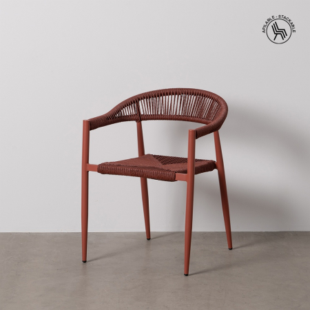 Scaune Stivuibile - Set scaune rosu aprins polietilena si aluminiu|Scaune moderne pentru decor exterior