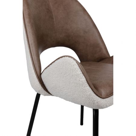 Set de 2 scaune Monte cu tapițerie în două nuanțe și cadru metalic – vedere laterală [8]