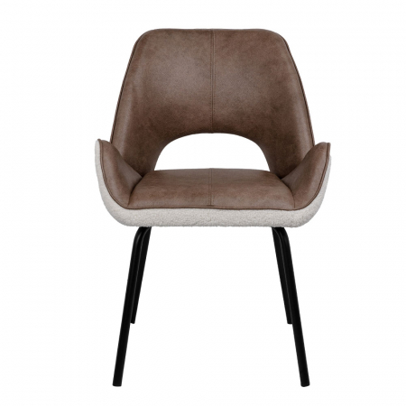 Set de 2 scaune Monte cu tapițerie în două nuanțe și cadru metalic – vedere laterală [7]